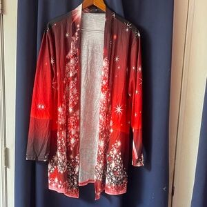 Red Starry Open-Front Kimono